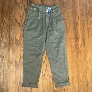 Abercrombie & Fitch Green Straight Leg High-Waisted Pants with Belt Size Small S